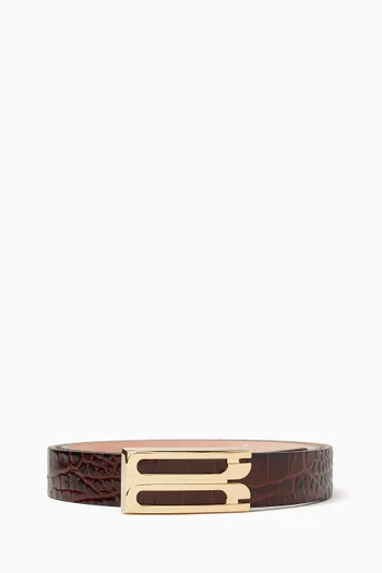 Regular Frame Belt in Croc-embossed Leather