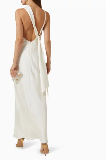 Lucile Draped Maxi Dress in Satin