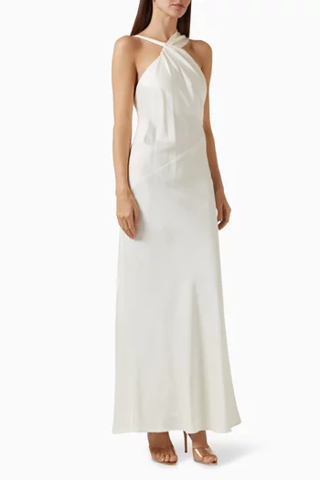 Lucile Draped Maxi Dress in Satin