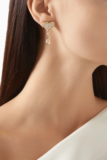 Mini Heart Drop Earrings in 18kt Gold-plated Metal