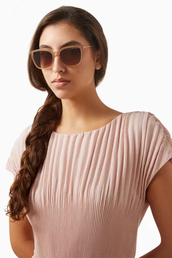 Enameled Accents Round Sunglasses