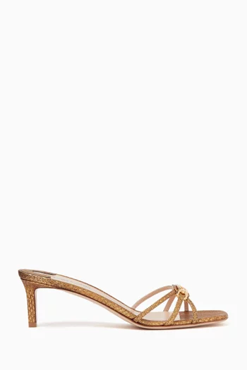 55 Mule Sandals in Lizard-print Leather