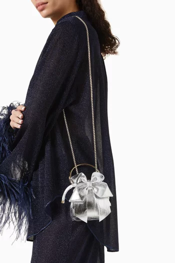 Micro Bon Bon Bow Bucket Bag in Metallic Nappa