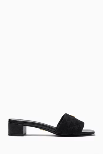 Triangle Logo 35 Slides in Jacquard & Leather