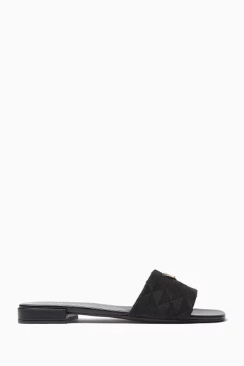 Triangle Logo Slides in Jacquard & Leather