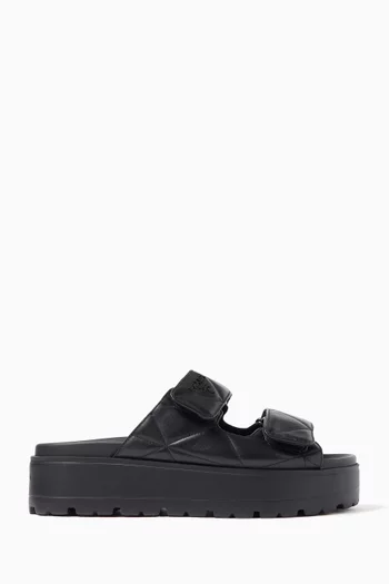 Padded Platform Sandals in Nappa Leather