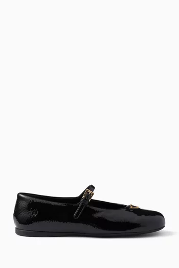 Logo Ballet Flats in Nappa Leather