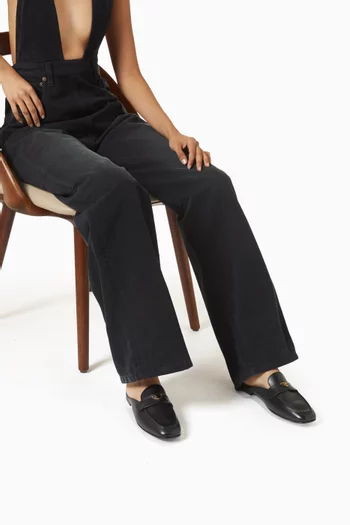 Triangle Logo Mules in Leather
