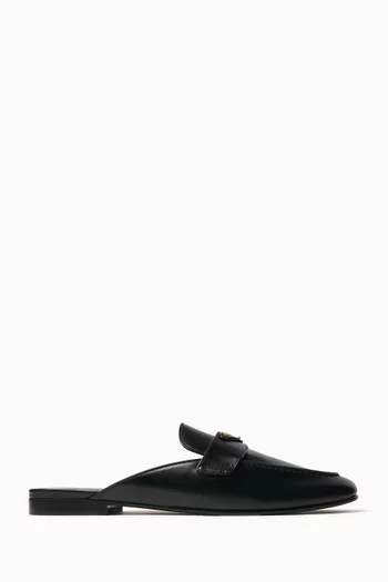 Triangle Logo Mules in Leather