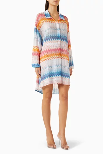 Chevron Chemisier Blouse in Cotton Blend