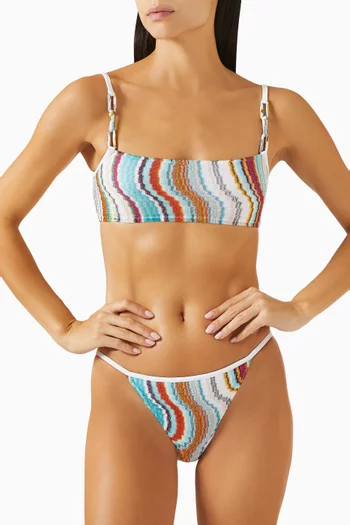 Wave-motif Bikini Set in Lamé