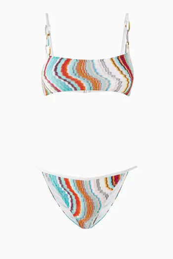 Wave-motif Bikini Set in Lamé