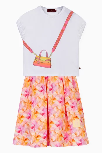 Batiste Print Midi Skirt in Cotton