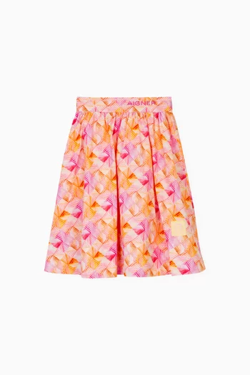 Batiste Print Midi Skirt in Cotton