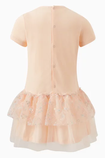 Teddy Bag Logo Dress in Cotton & Tulle
