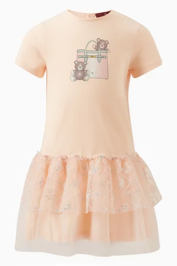 Teddy Bag Logo Dress in Cotton & Tulle