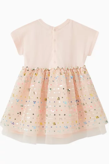 T-shirt Dress in Cotton, Tulle & Sequins
