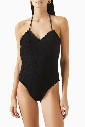 The Crochet Halter One-piece Swimsuit