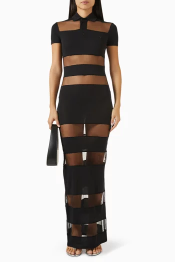 Striped Sheer Polo Dress in Cotton Blend
