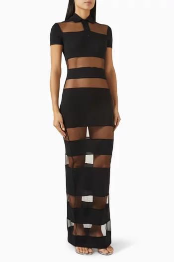 Striped Sheer Polo Dress in Cotton Blend