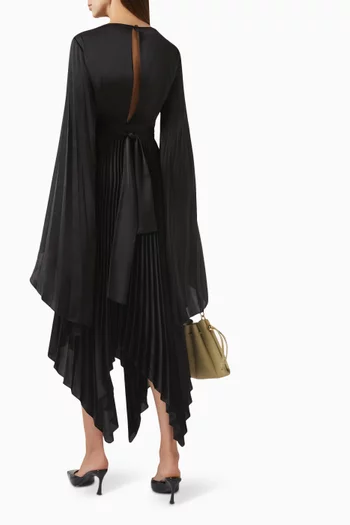 Wrap Pleated Midi Dress
