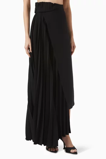 Pleated-insert Midi Skirt