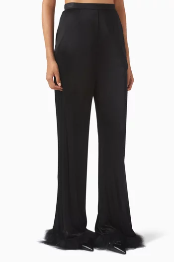 Shearling Trim Pants in Satin Jersey