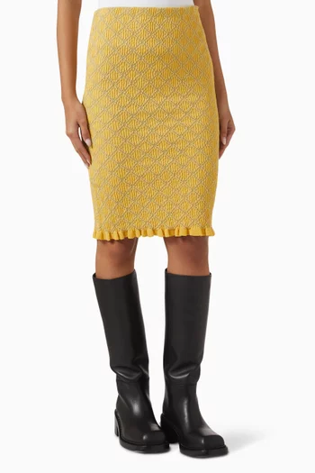 Smocked Pencil Skirt in Cotton-blend
