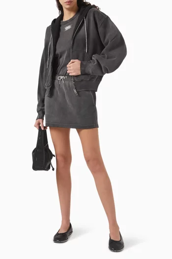 Rhinestone-drawcord Hoodie in Cotton