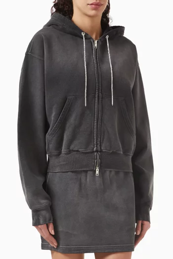 Rhinestone-drawcord Hoodie in Cotton