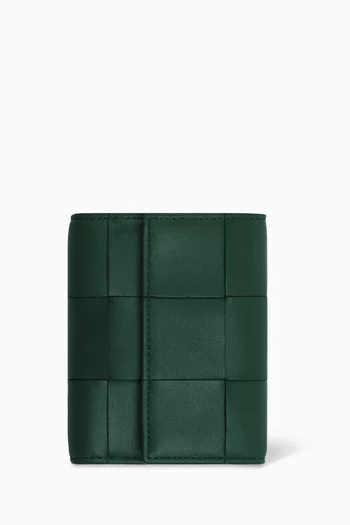 Cassette Tri-fold Wallet in Intreccio Nappa