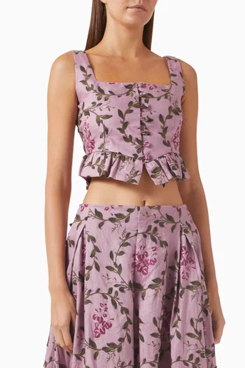 Eslabon Wisteria Crop Top in Linen