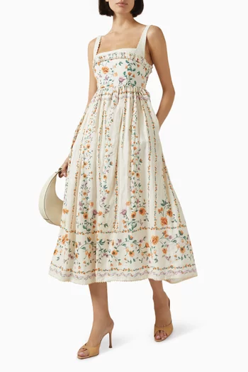 Barbara Printed Dress in Linen