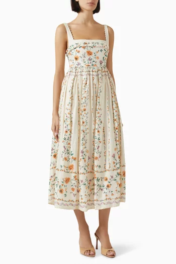 Barbara Printed Dress in Linen