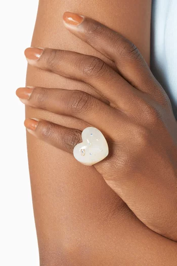 Signature Heart Charm Cocktail Ring in Gold-tone Brass