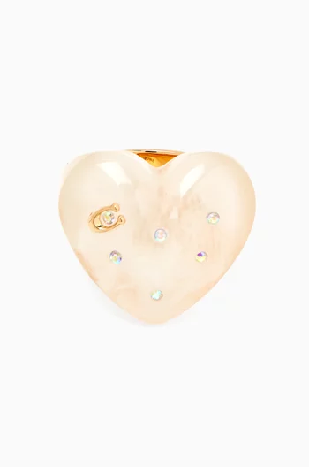 Signature Heart Charm Cocktail Ring in Gold-tone Brass
