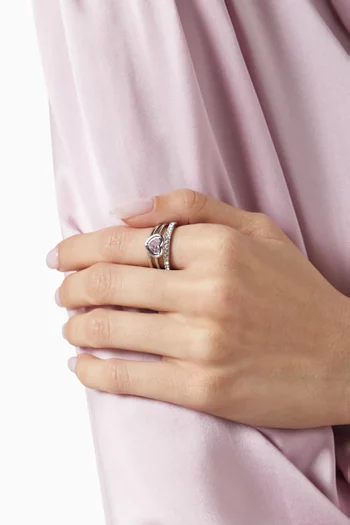 Halo Heart Stackable Ring in Brass, Set of 3