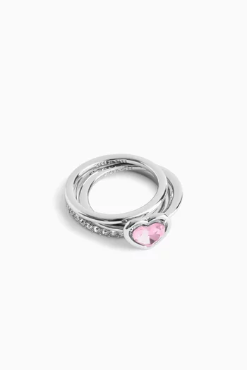 Halo Heart Stackable Ring in Brass, Set of 3