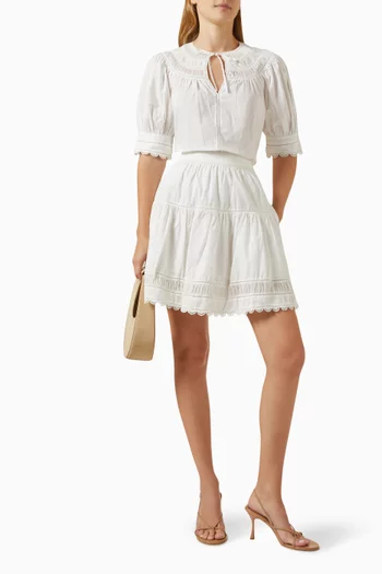 Dylan Puff-sleeve Top in Cotton Poplin