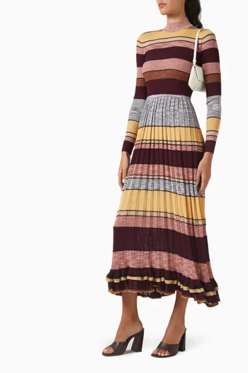 Evangeline Striped Knit Maxi Dress in Viscose Blend