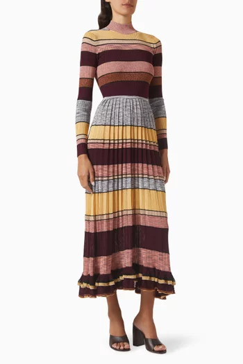 Evangeline Striped Knit Maxi Dress in Viscose Blend