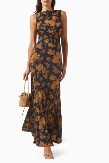 Natalia Ruched Maxi Dress in Jersey
