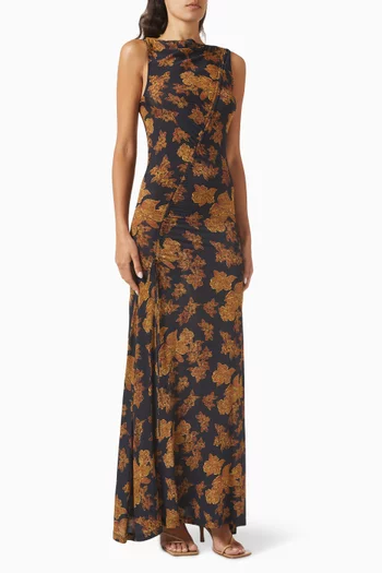 Natalia Ruched Maxi Dress in Jersey
