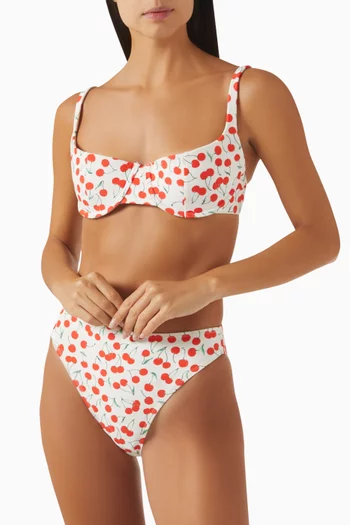 Cherry-print Good Waist Bikini Briefs