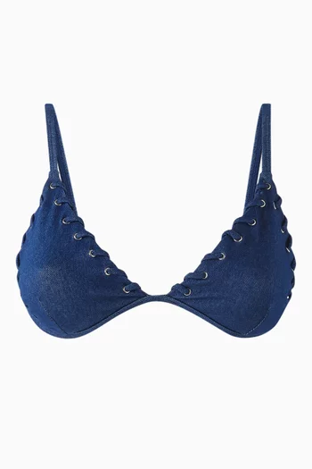 Triangle Bikini Top in Denim