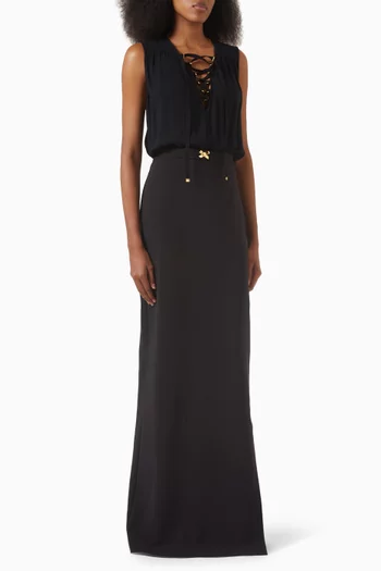 Lace-up Maxi Dress in Crepe