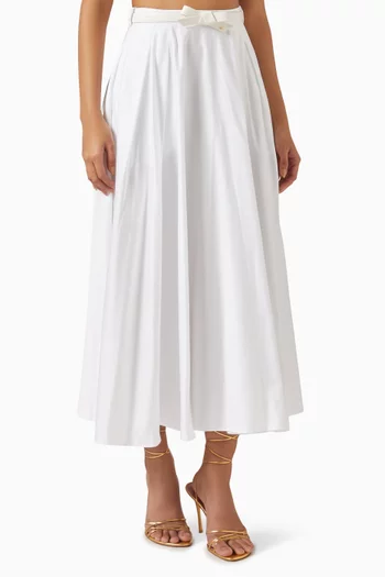 Belted Midi Skirt in Satin