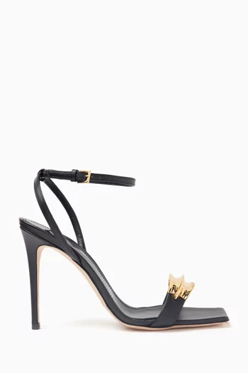Jewel-detail Slingback Sandals in Leather