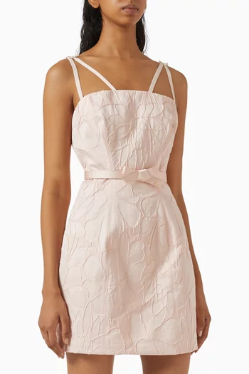Floral Belted Dress in Jacquard