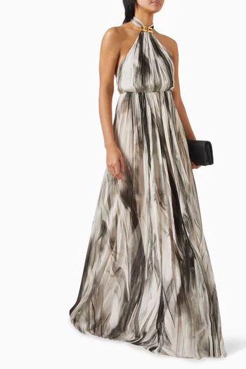 All-over Print Maxi Dress in Tulle